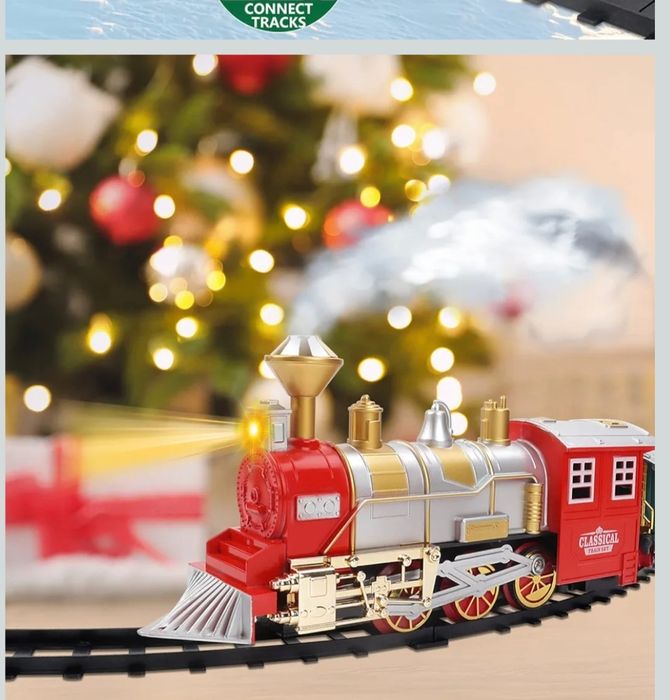 Поезд игрушечный Паровоз детский с фарами, дымом и сигналом. Новый.