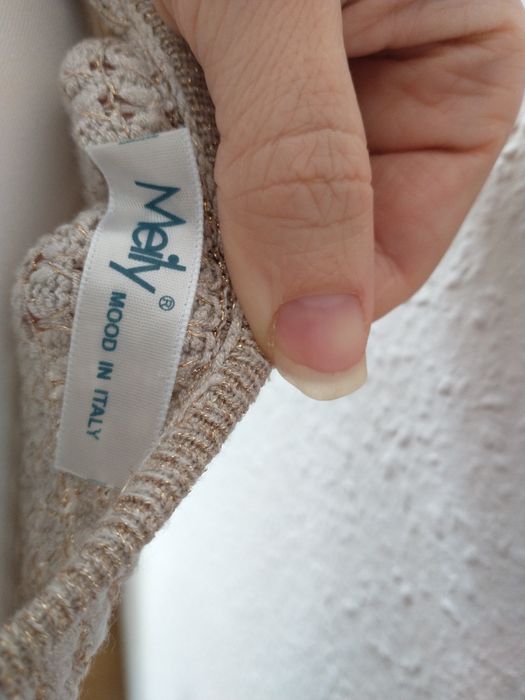 Włoska Mini obcisła sukienka dziergane ze złoceniem M