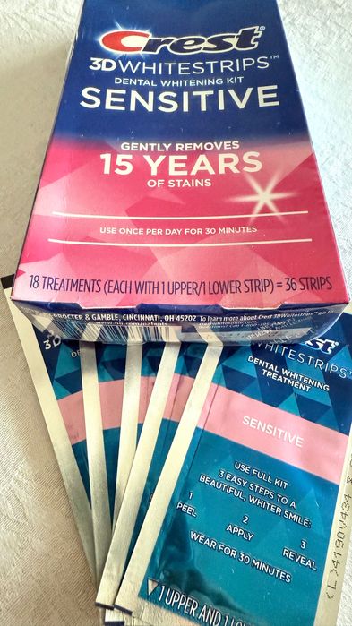 Paski wybielające Crest Sensitive dla zębów wrażliwych z USA