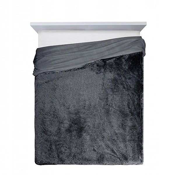 Koc narzuta na łóżko 200x220 Dwustronny Futrzak Tifany1 Stal