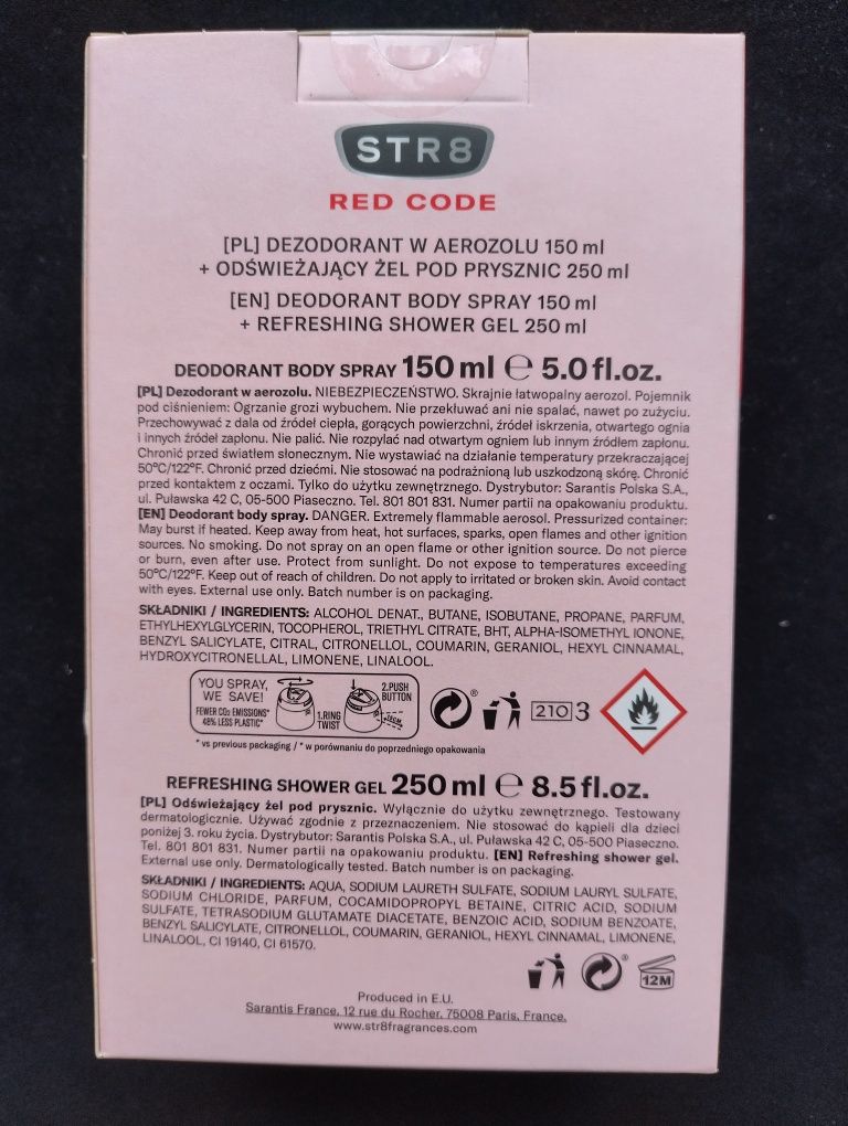 STR8 Red Code zestaw kosmetyków żel pod prysznic dezodorant w sprayu