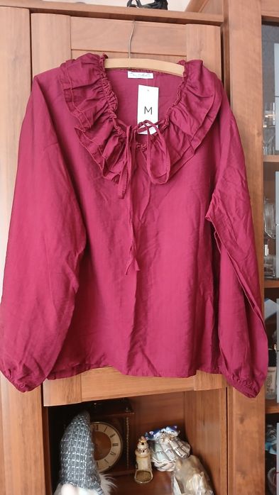 Bordowa bluzka wizytowa włoska nowa