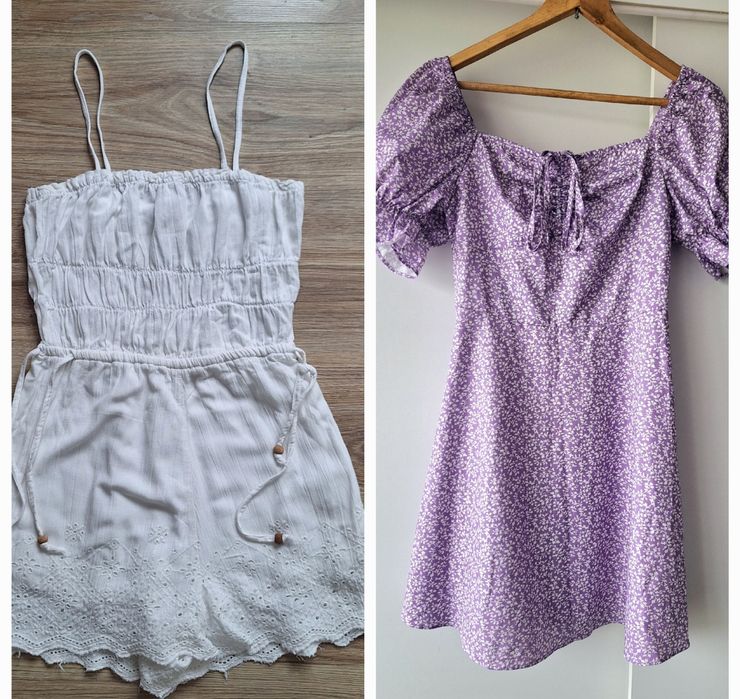 Letni zestaw 2 przedmioty sukienka kombinezon krótki boho Bershka 34