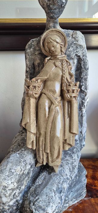 Stara rzeźba sakralna Święta antyk Św. Jadwiga terakota antyk Francja