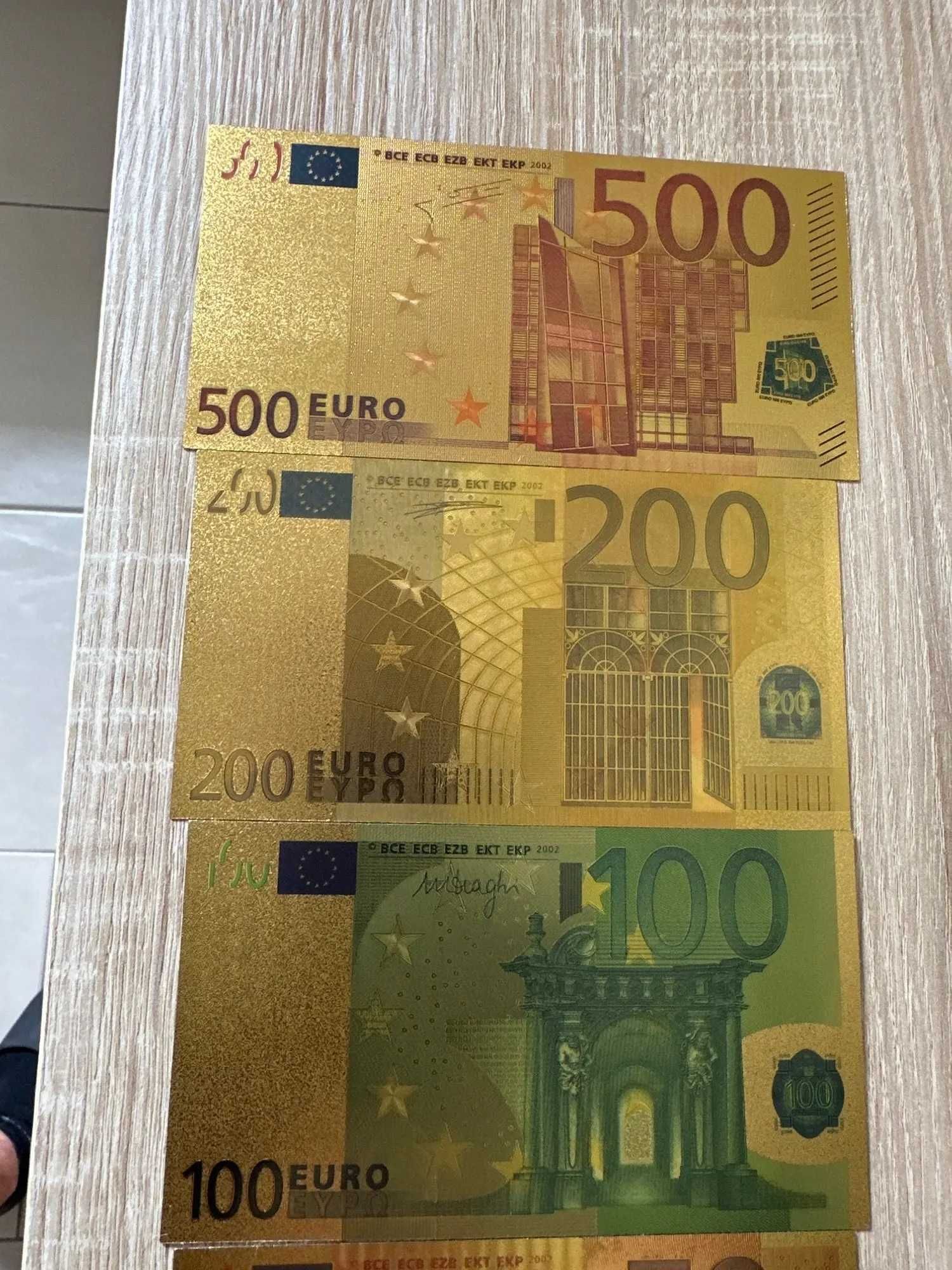 7 Notas Euros -  Folha de Ouro de 24k - Colecção
