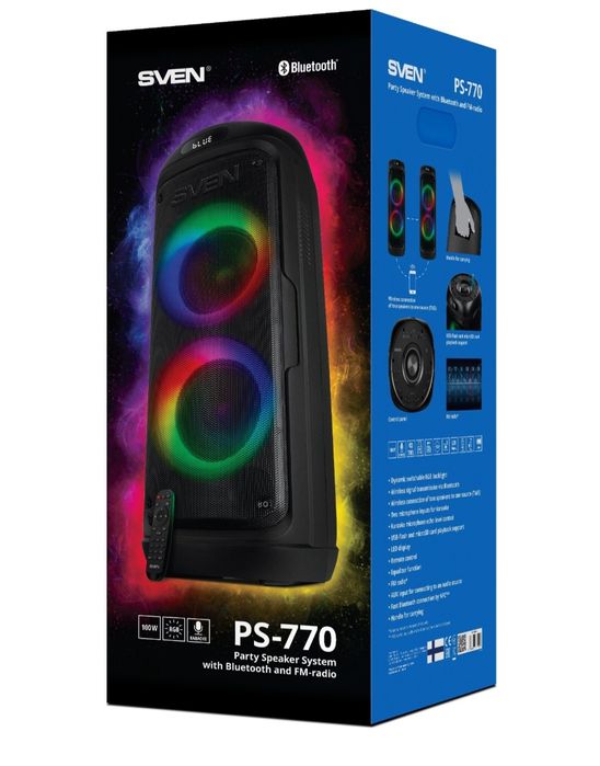 Акустична система SVEN PS-770 Black (100Вт, TWS, bluetooth, FM