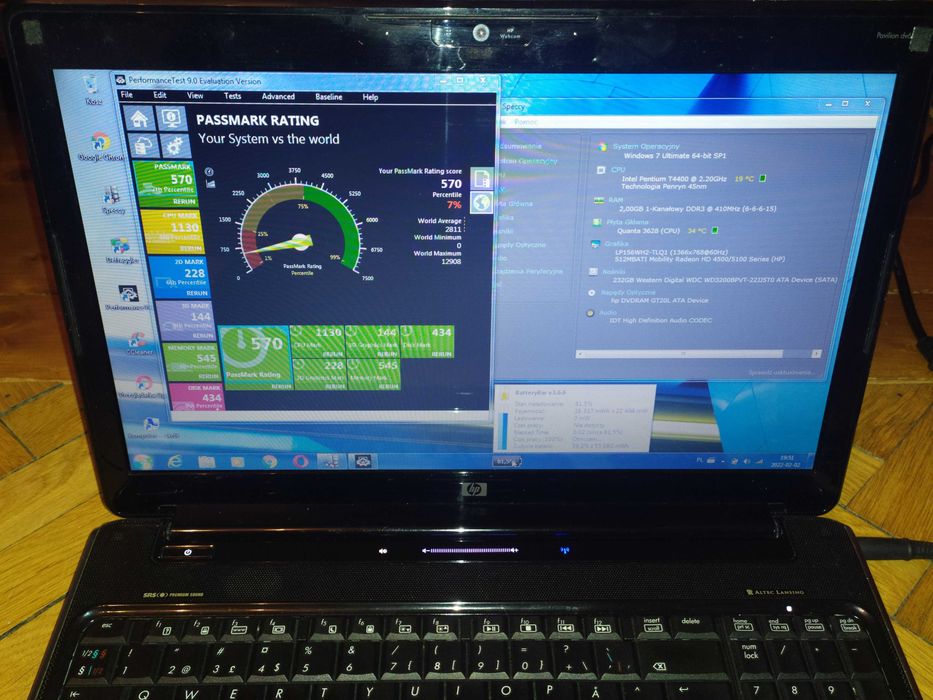Laptop 16 HP Pavilion dv6 AMD Intel Pen duo 2x ATI HD WIN7 10 HDMI SSD