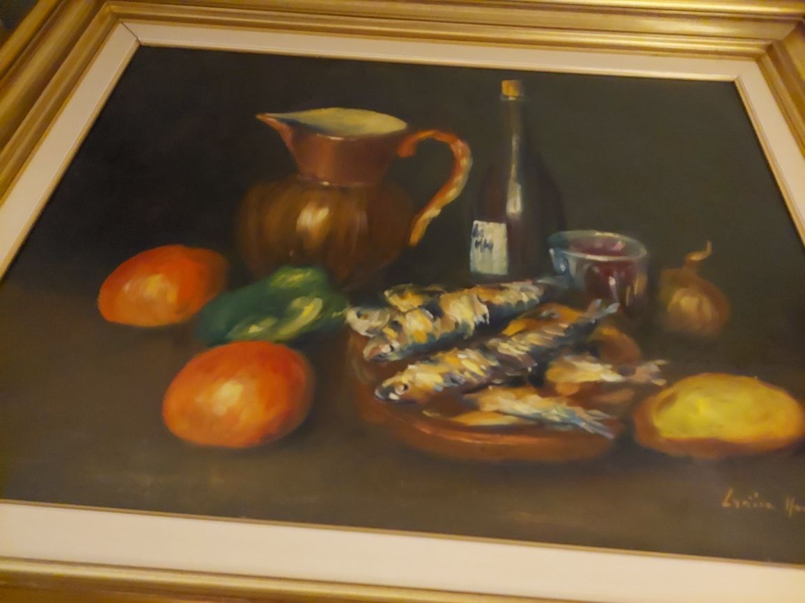 Grande quadro a oleo natureza morta lucilia monteiro