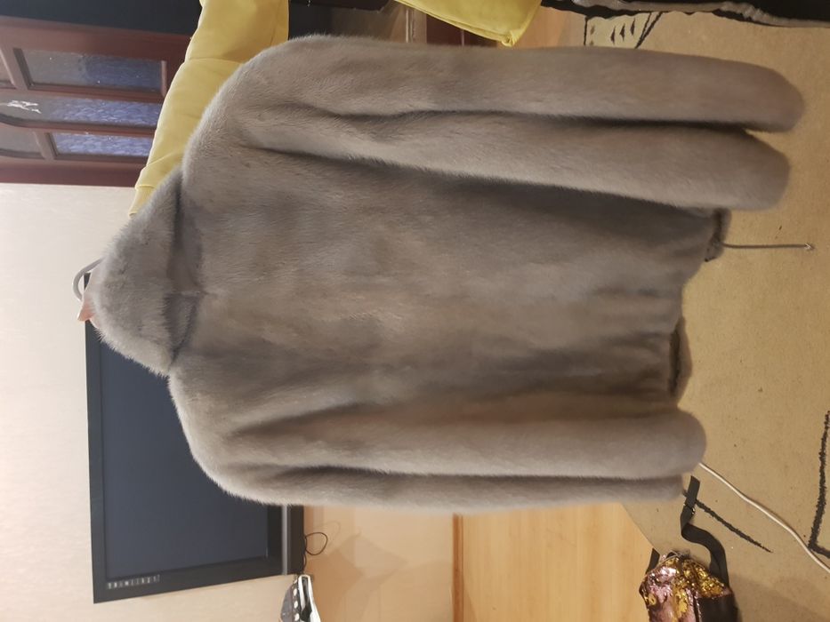 Шуба норковая серо - голубая