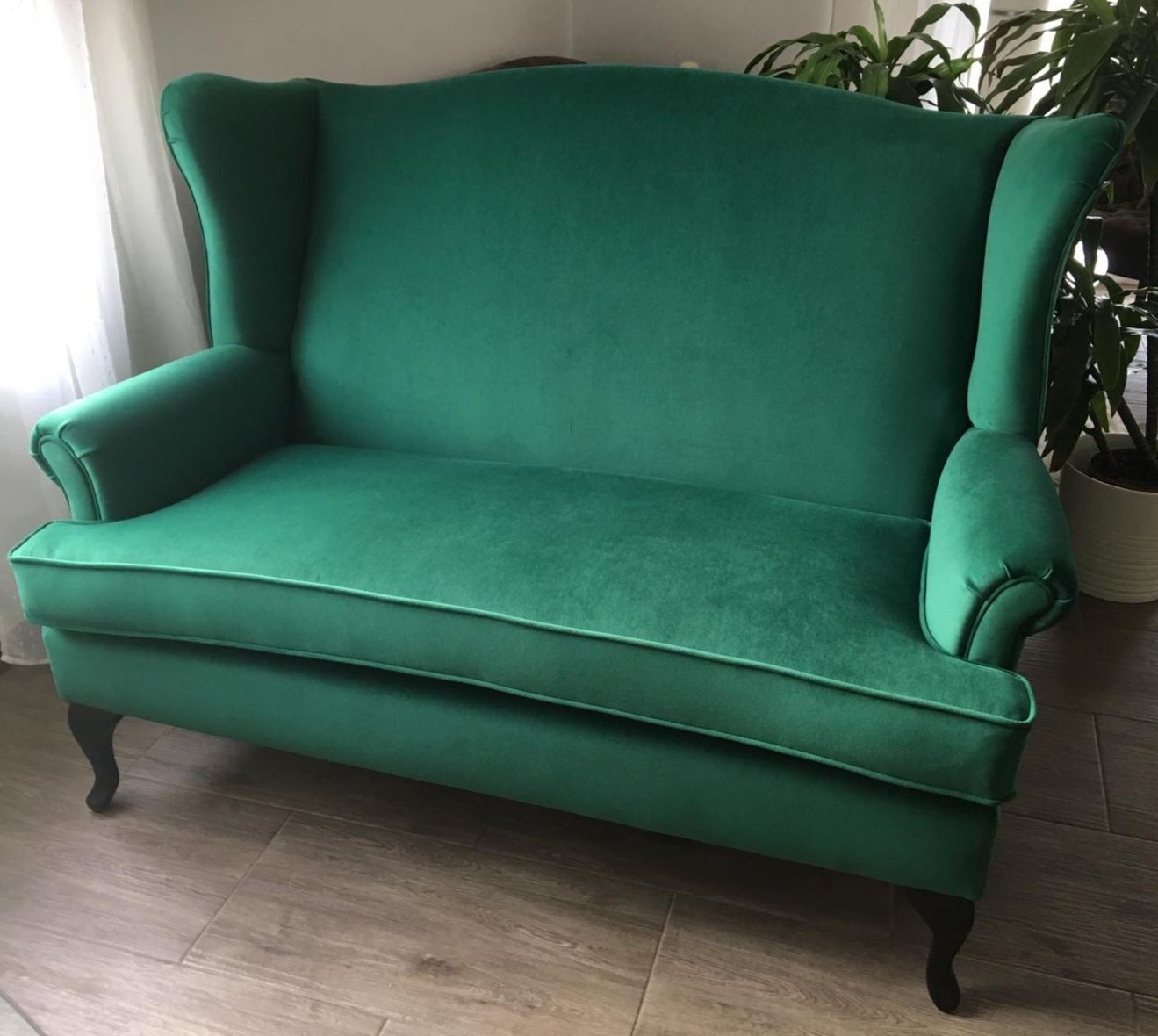 Elegancka Sofa uszak. Butelkowa zieleń