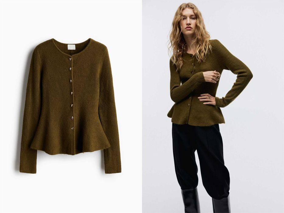 Kardigan sweter M nowa kolekcja zielony wełna PROMOCJA