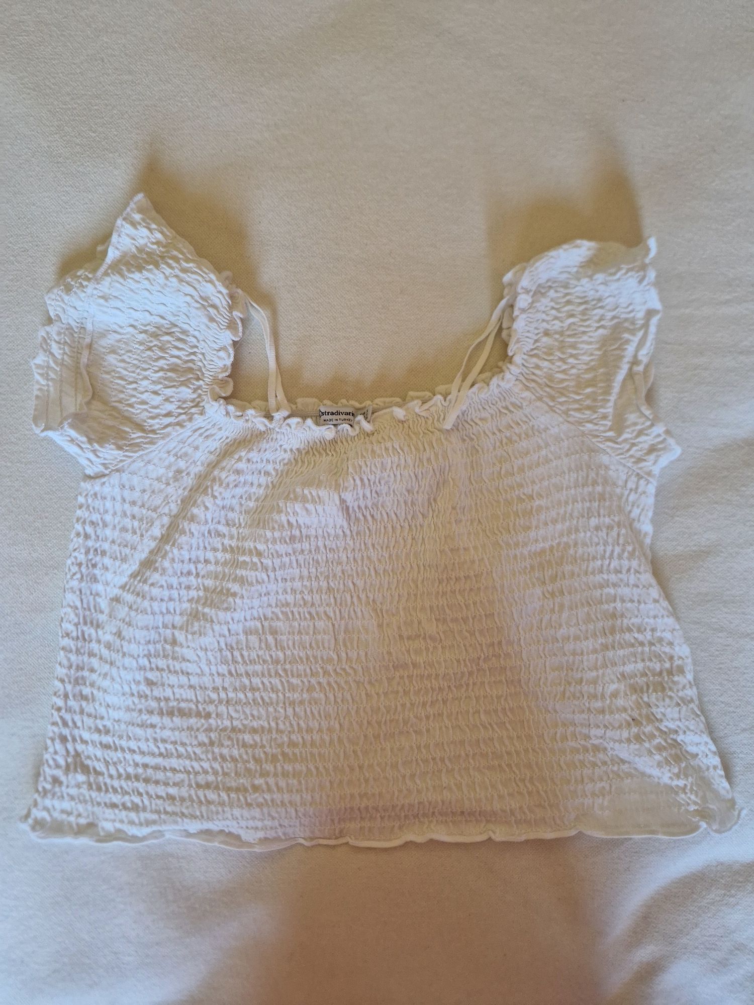 Crop top branco franzido