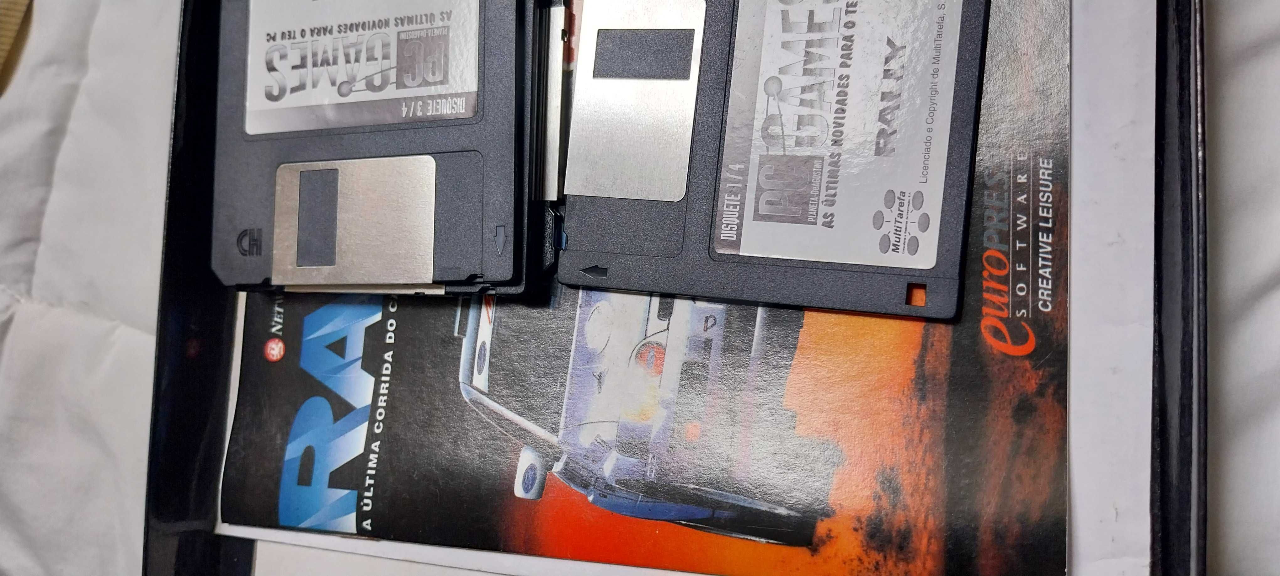 Jogo PC Vintage RALLY caixa grande em 5 disquetes e manual c novo 1993