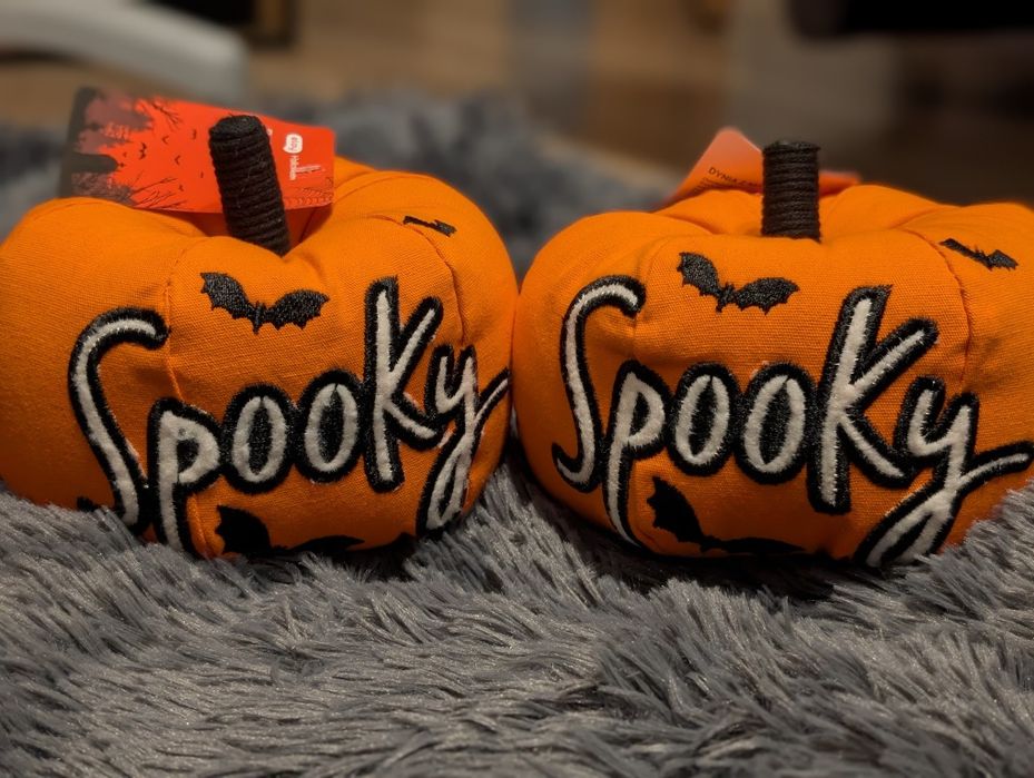 2x dynia pluszowa Spooky komplet zestaw dekoracja Halloween jesień pum