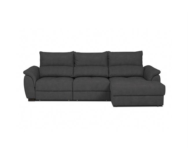 Sofá Preto 4 Lugares Chaise Longue BENSON