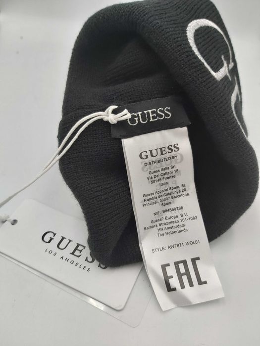 NOWA czapka zimowa GUESS  duże logo czarna L
