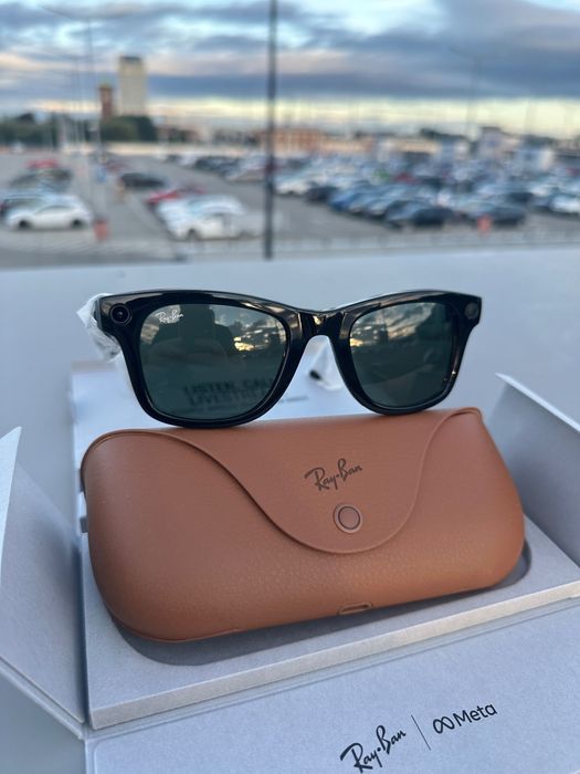 OKAZJA!! Ray Ban Meta Wayfarer Shiny Black G15 Green S50