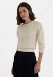 Sweter śmietankowy z dużym logo Lauren Ralph Lauren S
