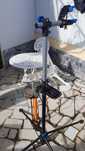 Suporte de Reparação de Bicicletas + Bomba de Pé + Prateleiras