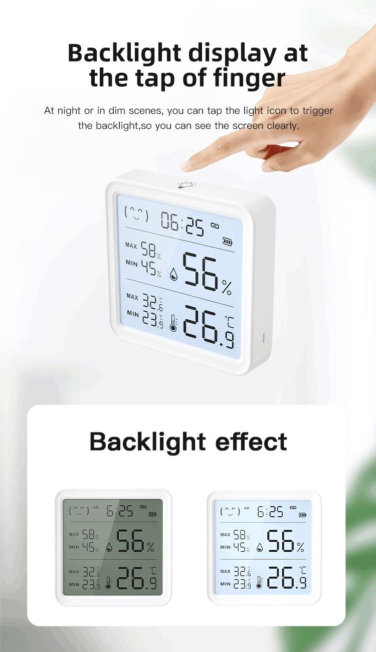 Термометр гигрометр wi fi, датчик температуры влажности, Tuya умный