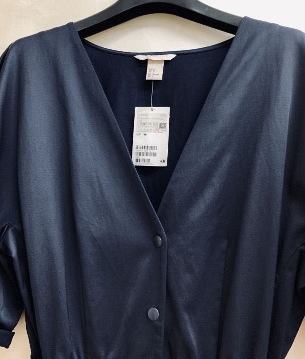 Сукня H&M котонова синя на гудзиках з кишенями платье синее летнее S