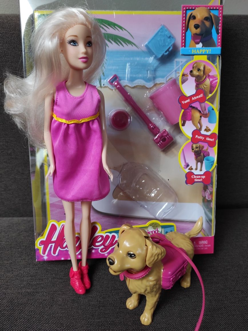 Lalka jak Barbie z pieskiem