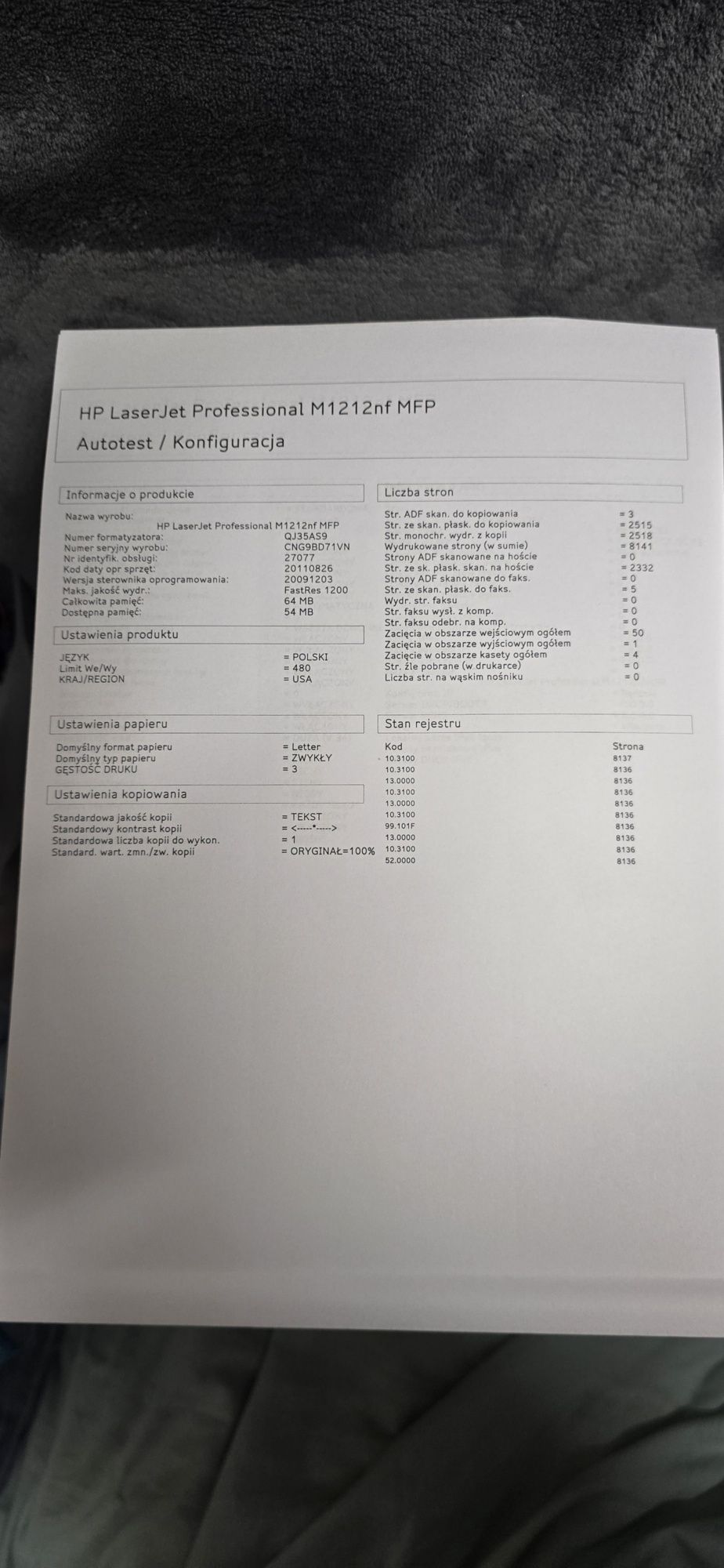 Drukarka laserjet Pro M1212nf Urządzenie wielofunkcyjne mono  laserowe