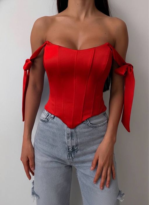 Корсет топ корсетний чорний білий червоний блакитний