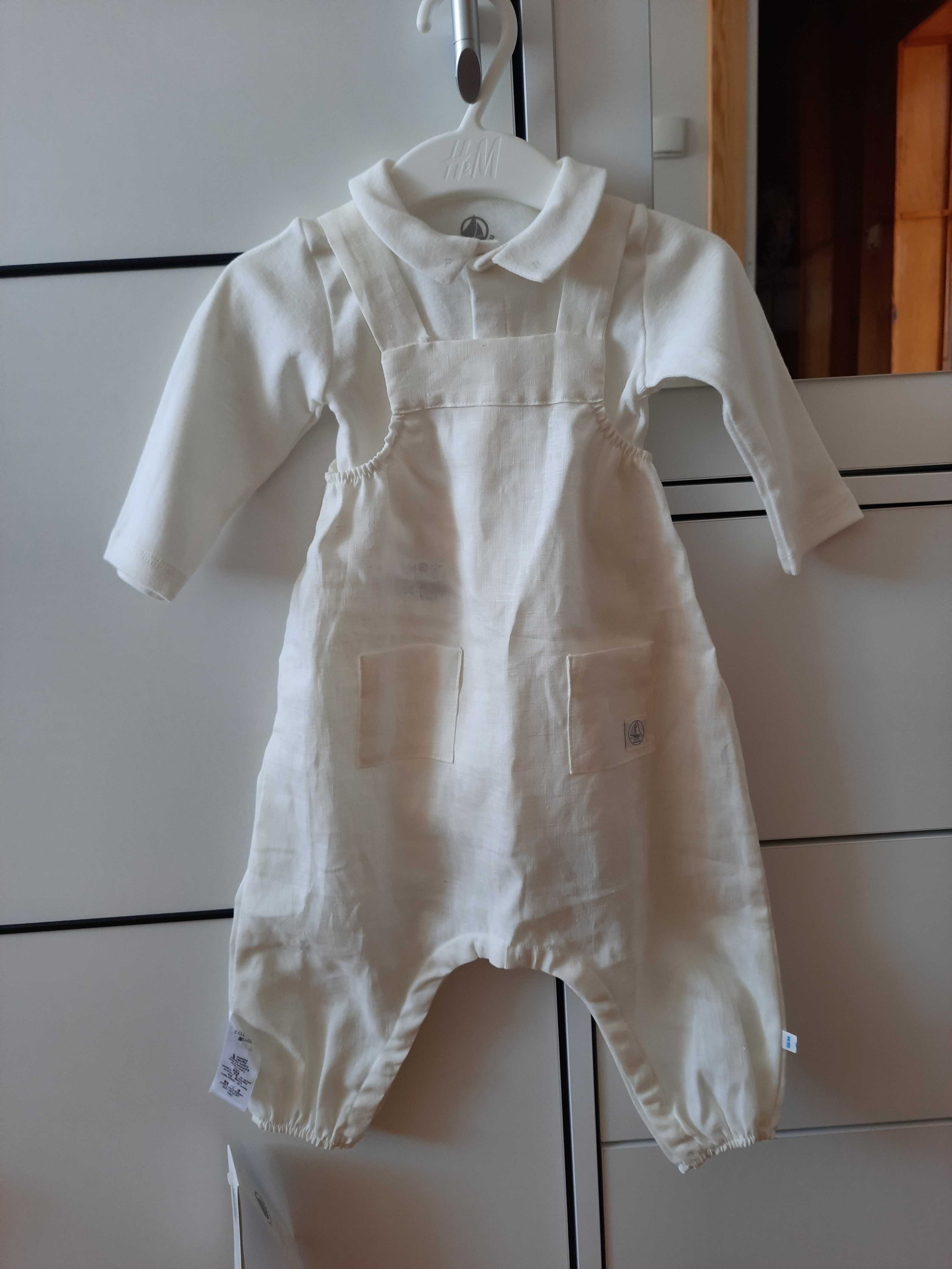 NOWY komplet koszulobody spodenki buciki PETIT BATEAU roz. 68, chrzest