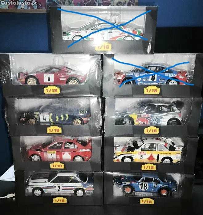 Coleção de carros rally escala 1/18