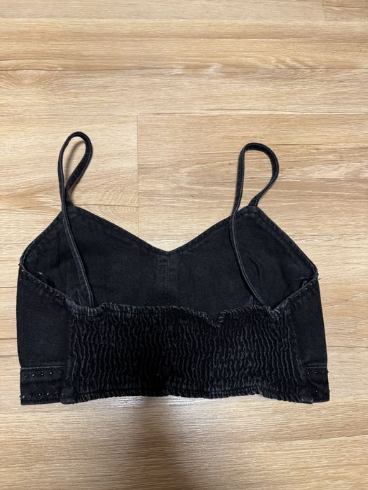 Crop top Zara jeansowy dżety szary