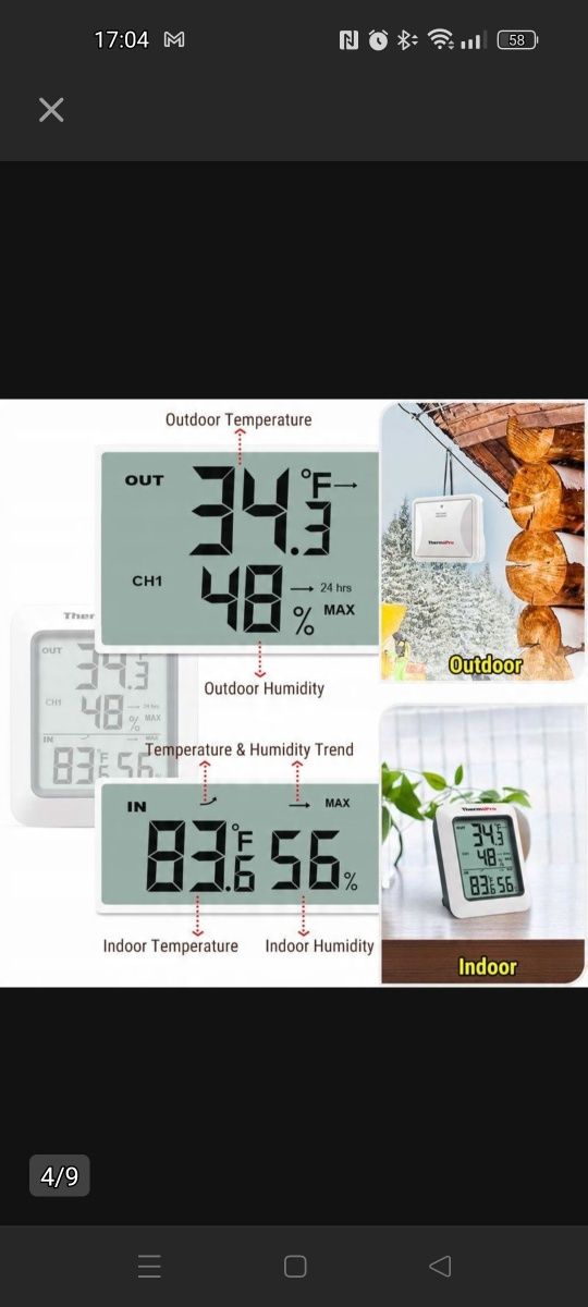 ThermoPro TP-60C, termometr z czujnikiem zewnętrznym, bezprzewodowy