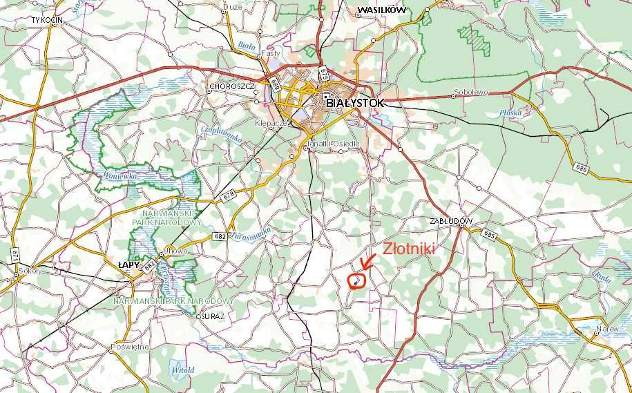 Działka Złotniki Klewinowo Bialystok gm. Juchnowiec 0,19ha Podlaskie