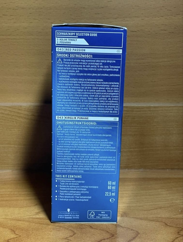 Farba do Włosów - Schwarzkopf Red Passion + gratis