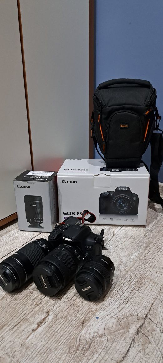 Lustrzanka Canon EOS 850 D  OBIEKTYWY w zestawie!!!