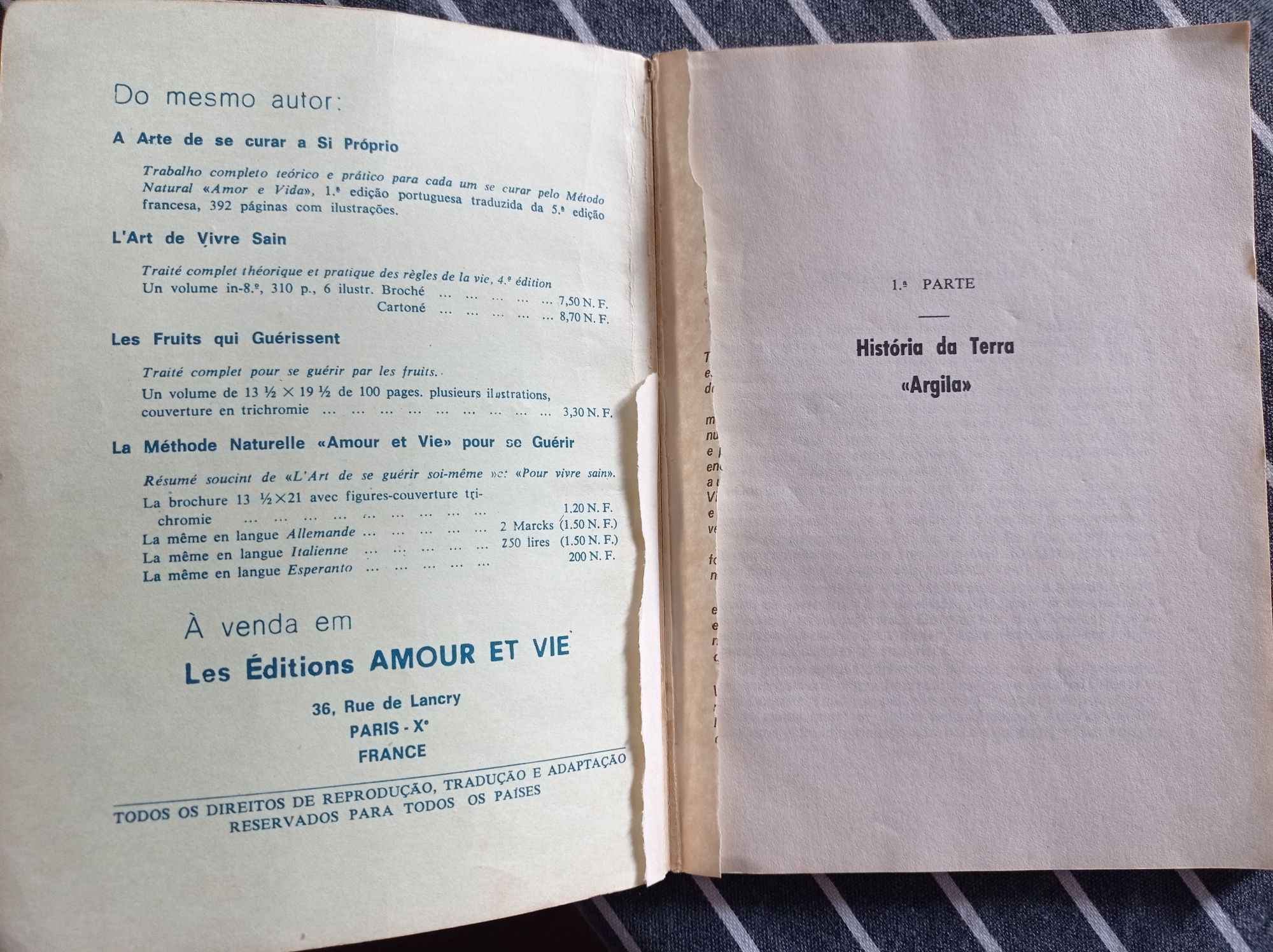 Livro "A Argila" - Terra Curativa de  Romolo Mantovani (1981)