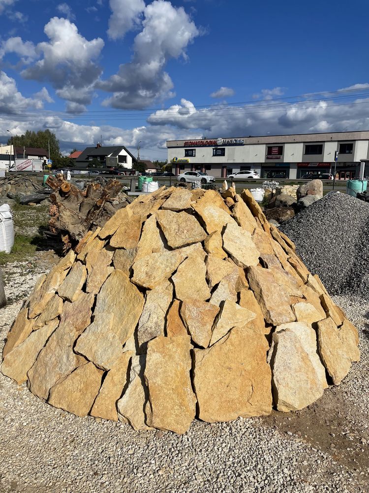 Kamień Naturalny Piaskowiec Żółty Czerwony Tęczowy Kamień na Skalniak