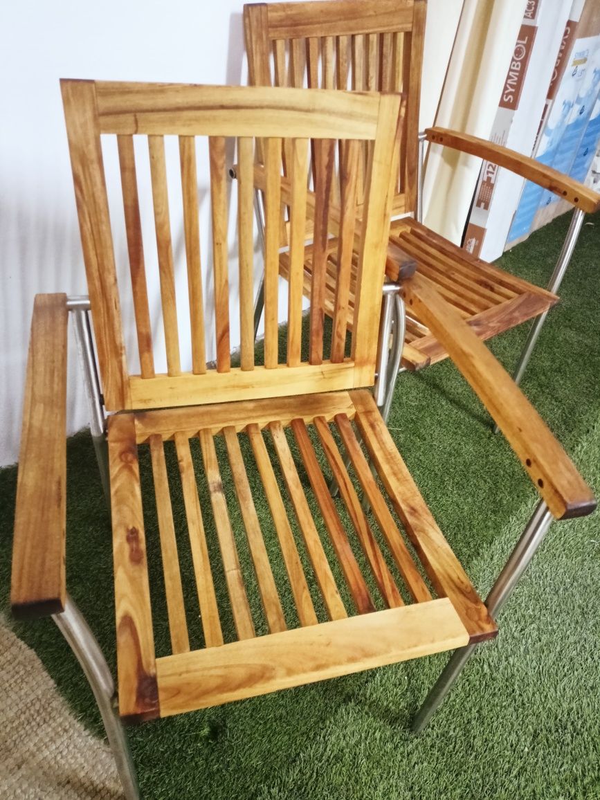 Fotele ogrodowe Balke Design drewno tekowe.