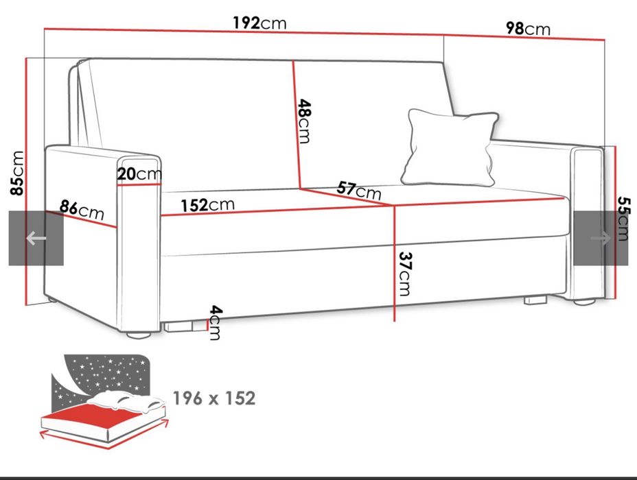 Sofa Viva IV Star welur kolor różowy 196x152