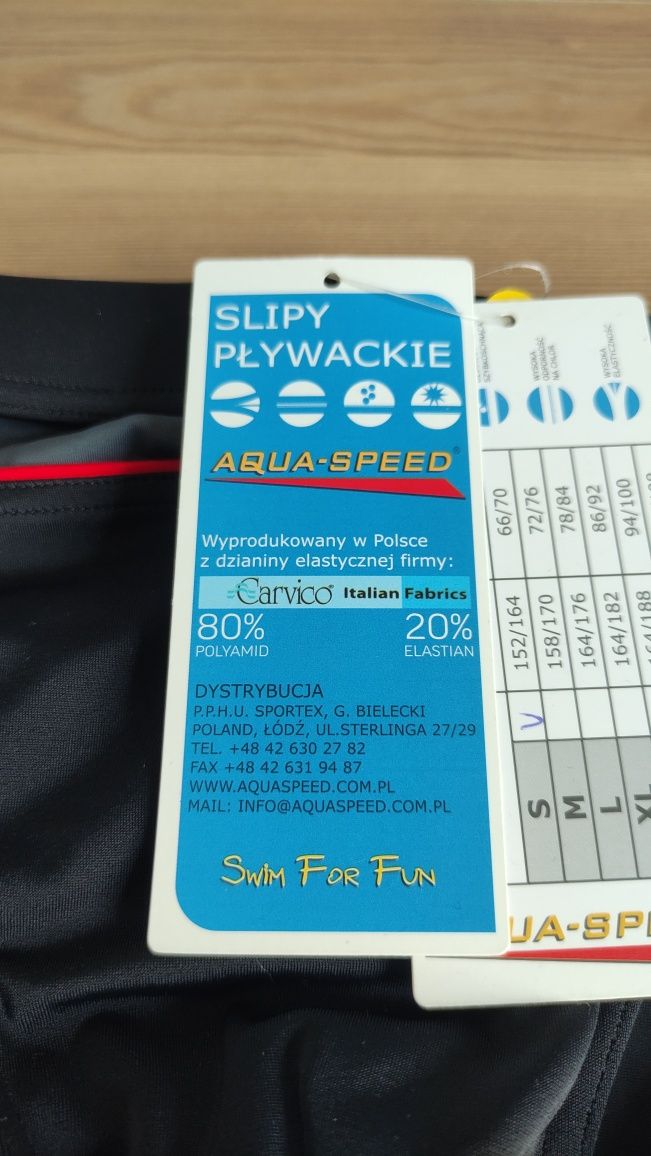 Aqua-Speed nowe kąpielówki męskie czarne szare stalowe rozmiar S