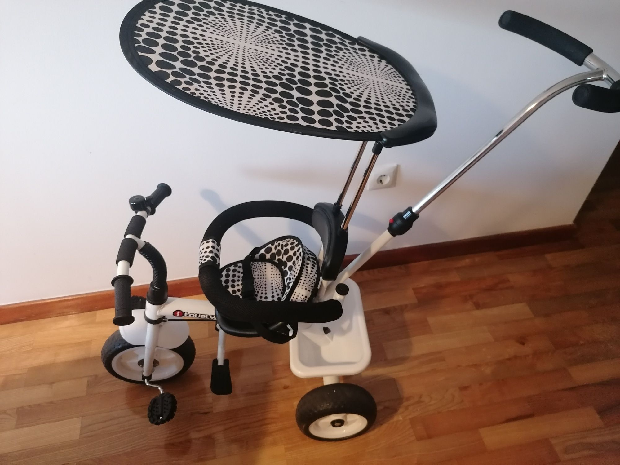 HOMCOM Triciclo para Crianças com Capô Removível e Dobrável 103x47x101