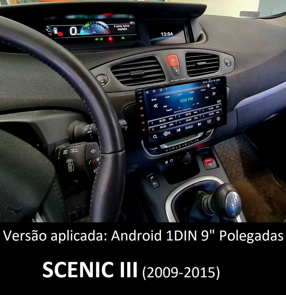 (NOVO) Rádio 1DIN • Renault SCENIC II / III (2004 a 2015) Android 2/3