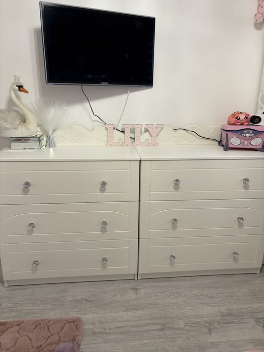 szafa i dwie komody bianco fiori meblik