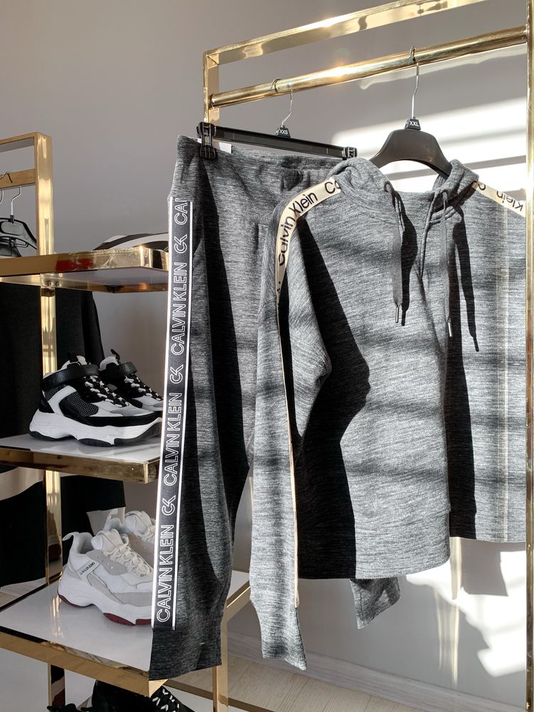 CALVIN KLEIN ОРИГІНАЛ. Жіночі легінси лосини сірі з лампасами L-XL