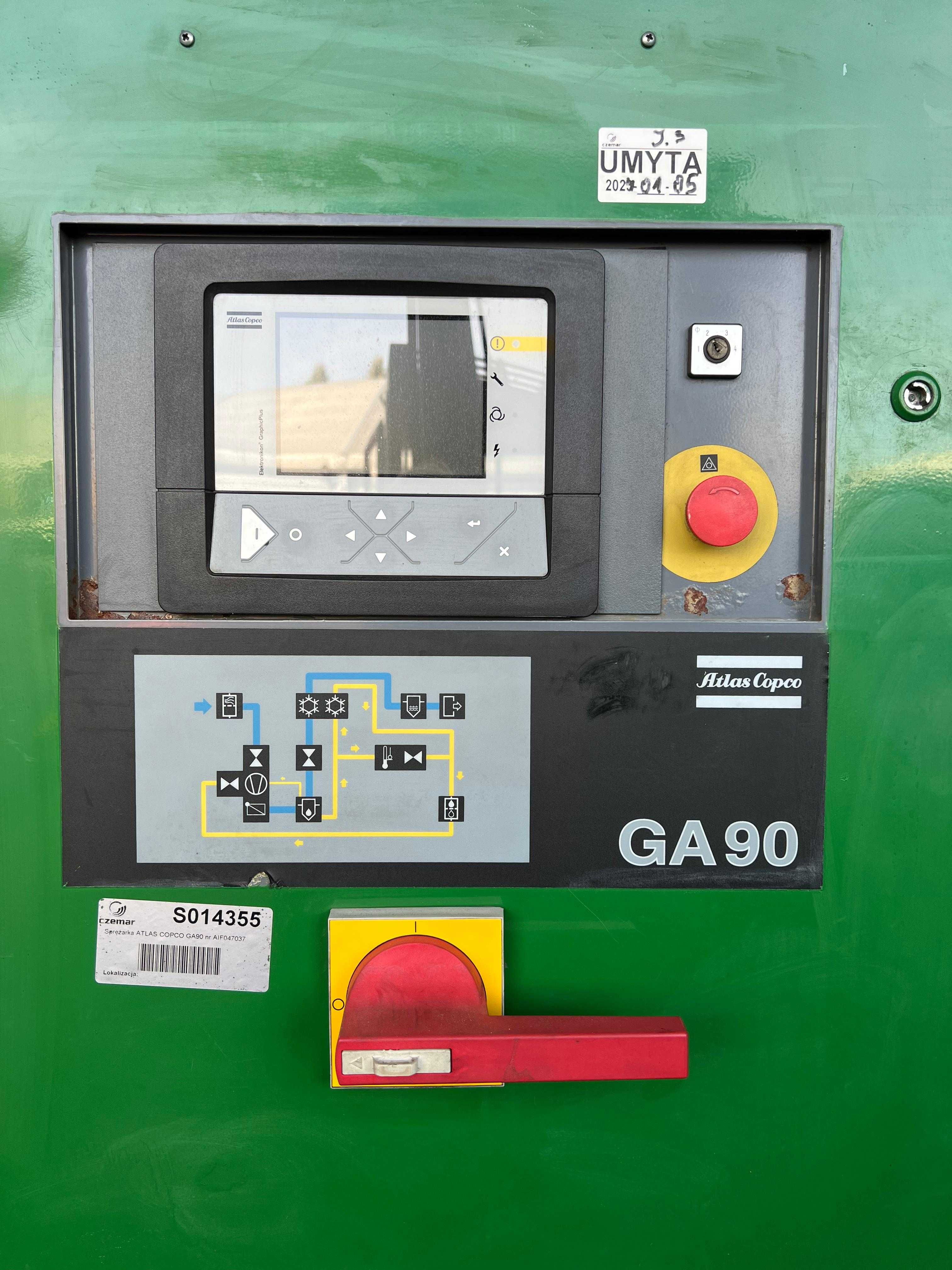 SPRAWNA!!! Sprężarka śrubowa ATLAS COPCO GA90 90kW 14,5m3/min S014355