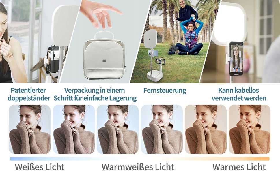 Ring Stojak do selfie 360 z lampą pierścieniową iPhone YouTube,Tiktok