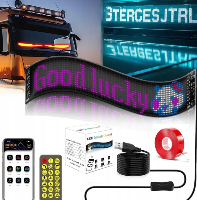 Elastyczny ekran LED sterowany APLIKACJA do samochodu. Reklama
