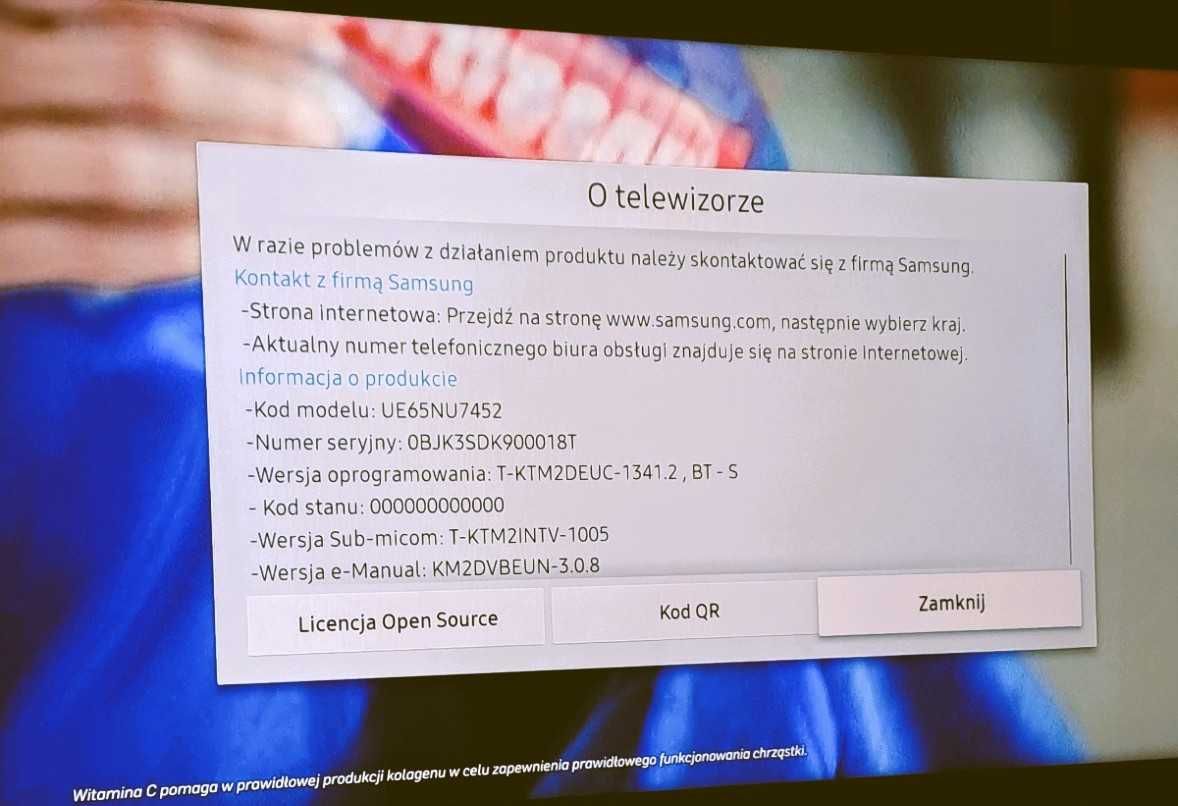 65 calowy TV Samsung Smart UHD TV UE65NU7452