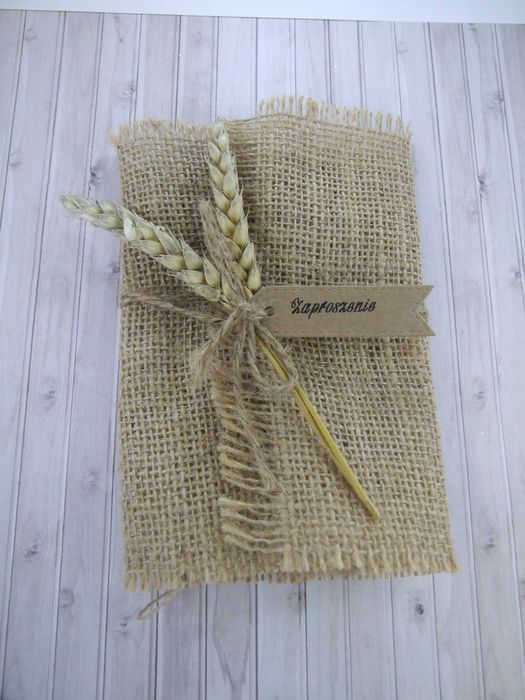 Zaproszenie komunia, juta, eco