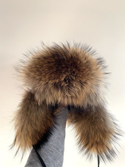 NOWA futrzana czapka z jenota pilotka jenot futro naturalne russian